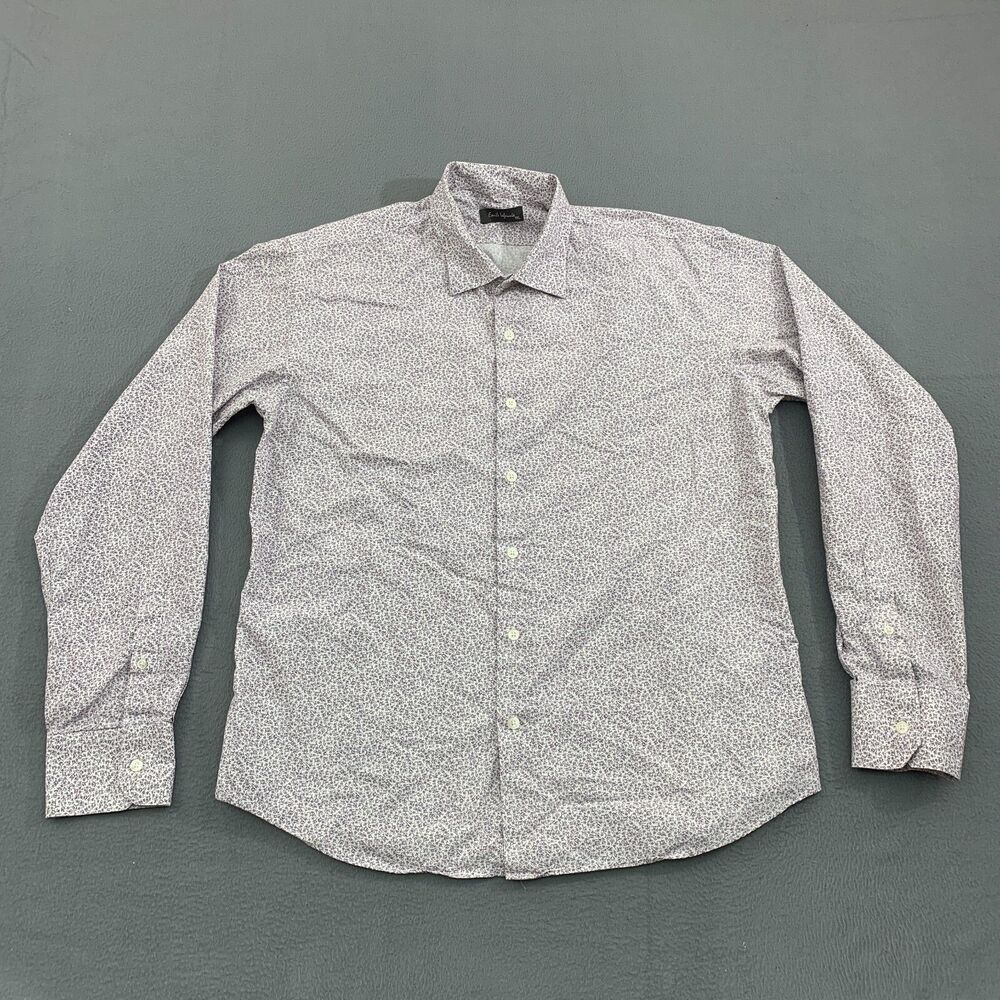 Emile Lafaurie Shirt Mens XXL Purple Long Sleeve Button Up Floral AOP Cotton